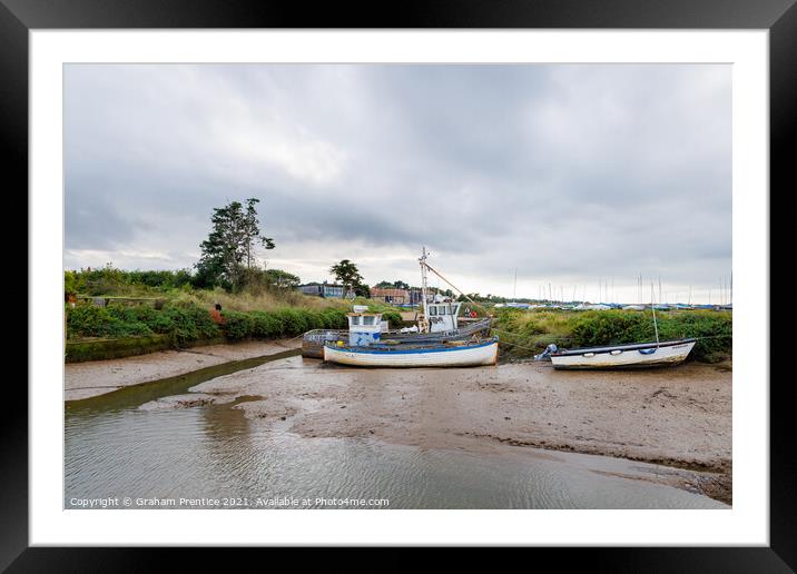 Brancaster Staithe Fishing Boats at Low Tide Framed Mounted Print by Graham Prentice