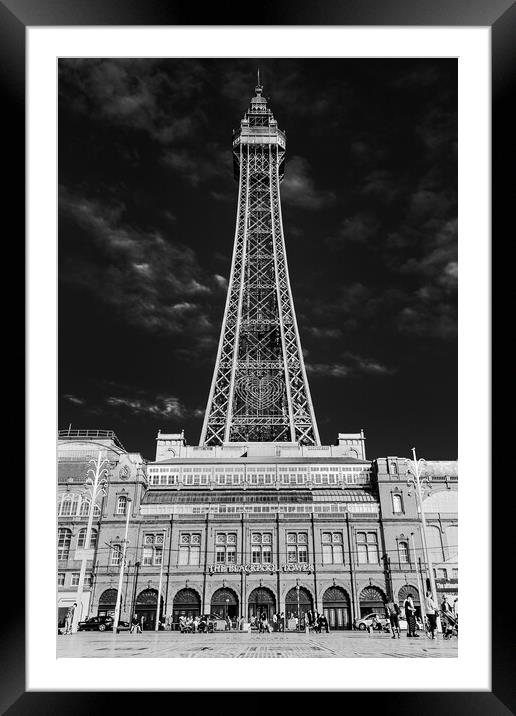 Blackpool Tower in black and white Framed Mounted Print by Jason Wells