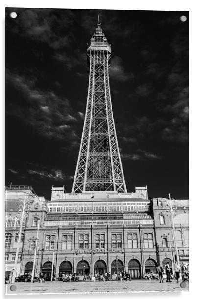 Blackpool Tower in black and white Acrylic by Jason Wells
