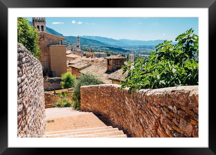 Assisi old town street in Italy Framed Mounted Print by Sanga Park