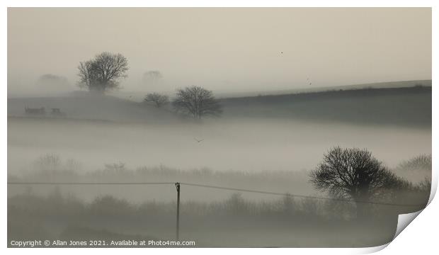Misty morning Print by Allan Jones