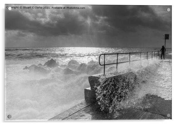 Stormy seas Acrylic by Stuart C Clarke