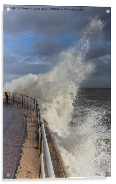 Stormy seas Acrylic by Stuart C Clarke