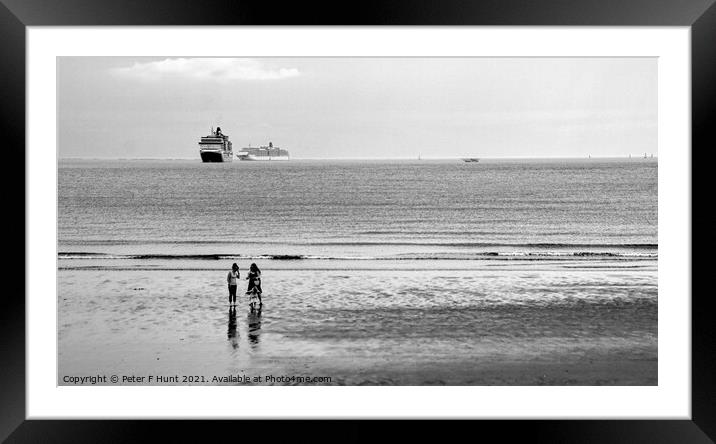 Ships The Sea And A Beach  Framed Mounted Print by Peter F Hunt