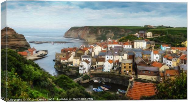 Staithes on the Yorkshire coast. 634 Canvas Print by PHILIP CHALK
