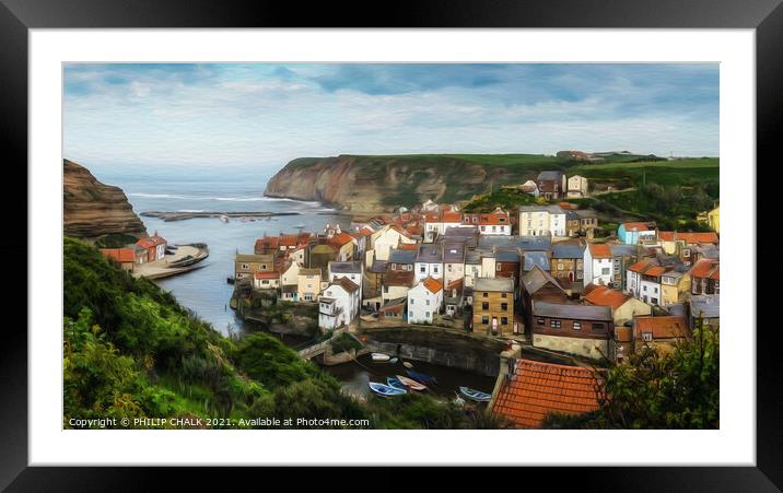 Staithes on the Yorkshire coast. 634 Framed Mounted Print by PHILIP CHALK