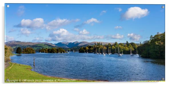 Lake Windermere and Belle Isle Acrylic by Cliff Kinch