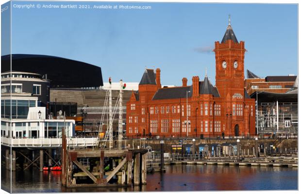 Pierhead Building at Cardiff Bay. Canvas Print by Andrew Bartlett