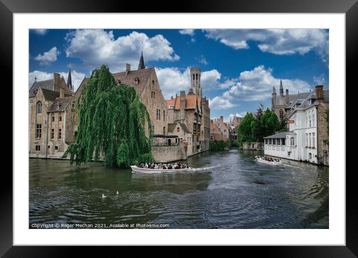 Enchanting Bruges Canal Castle Framed Mounted Print by Roger Mechan
