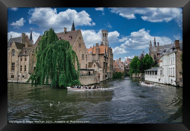 Enchanting Bruges Canal Castle Framed Print by Roger Mechan
