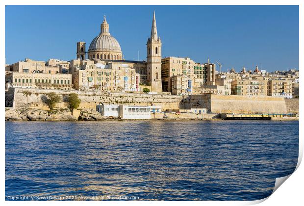 Sunkissed Valletta Skyline Print by Kasia Design