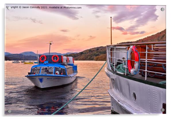 Windermere Cruisers At Sunset Acrylic by Jason Connolly