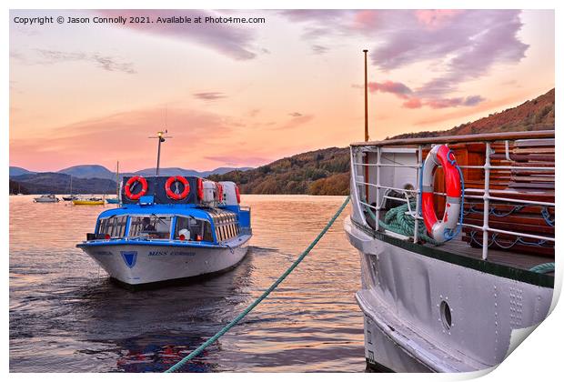 Windermere Cruisers At Sunset Print by Jason Connolly