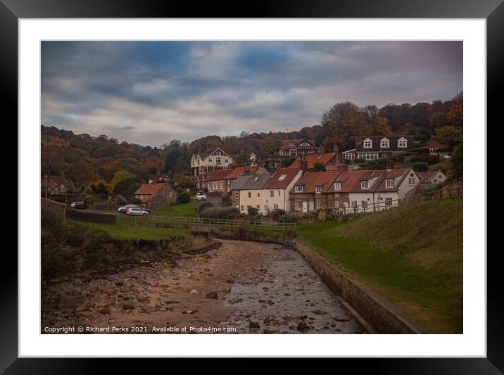 Sandsend houses in Autumn Framed Mounted Print by Richard Perks