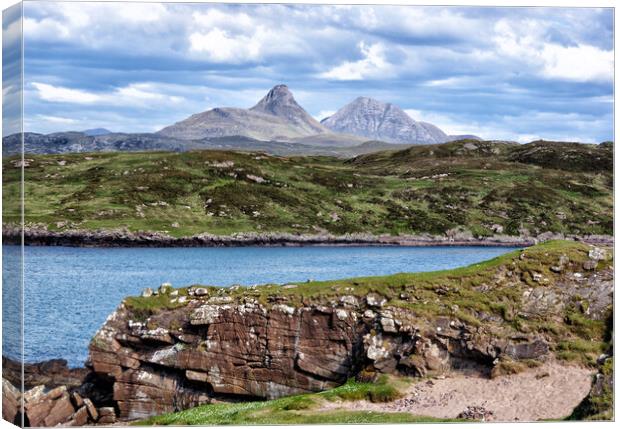  Suilven and Canisp - mountains North 500 Scotland Canvas Print by Jacqi Elmslie