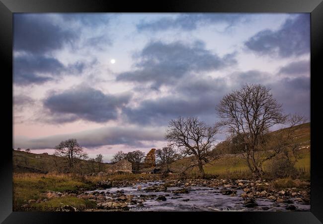 Yorkshire Dales Autumn Moon Framed Print by Richard Perks