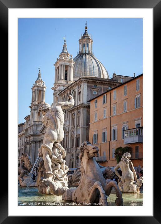 Piazza Navona Fountain in Rome, Italy Framed Mounted Print by Philip Pound