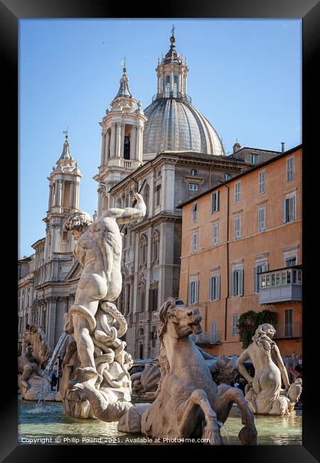 Piazza Navona Fountain in Rome, Italy Framed Print by Philip Pound
