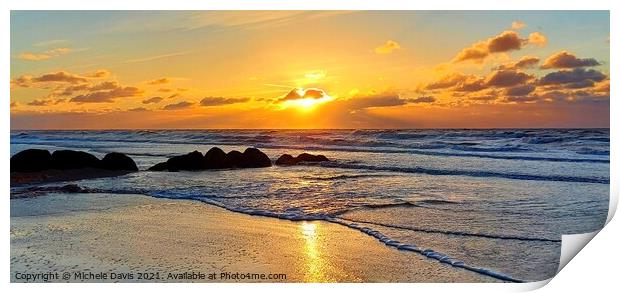 Cleveleys Beach Sunset Print by Michele Davis