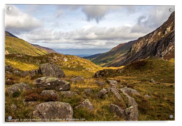 Cwm Idwal mountainous views Acrylic by Jenny Hibbert