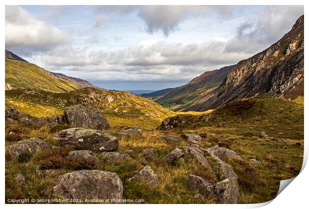 Cwm Idwal mountainous views Print by Jenny Hibbert