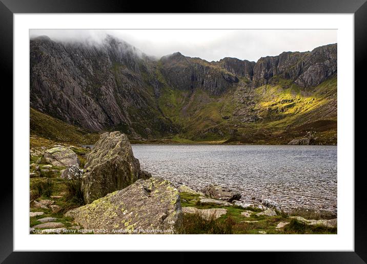 Llyn Idwal with the Glyderau mountain range North Wales Framed Mounted Print by Jenny Hibbert