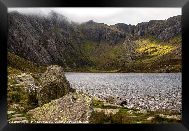 Llyn Idwal with the Glyderau mountain range North Wales Framed Print by Jenny Hibbert