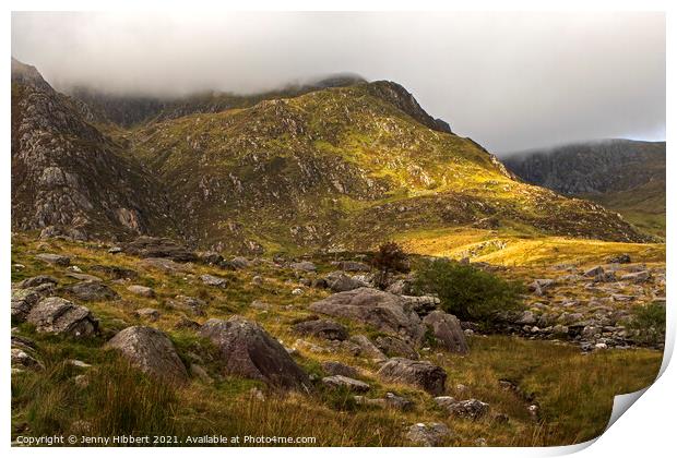 Cwm Idwal mountains North Wales Print by Jenny Hibbert