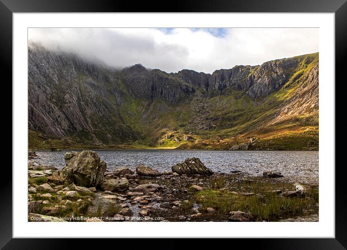Llyn Idwal with Glyderau mountains North Wales Framed Mounted Print by Jenny Hibbert