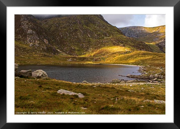 Llyn Idwal lake and Glyderau mountain range Framed Mounted Print by Jenny Hibbert