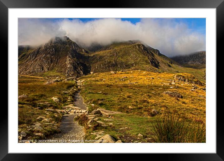Following the pathway up to Llyn Idwal from Cwm Idwal in North Wales Framed Mounted Print by Jenny Hibbert