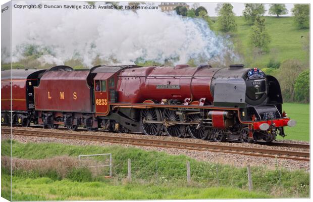 The Duchess of Sutherland 6233 steam train Canvas Print by Duncan Savidge