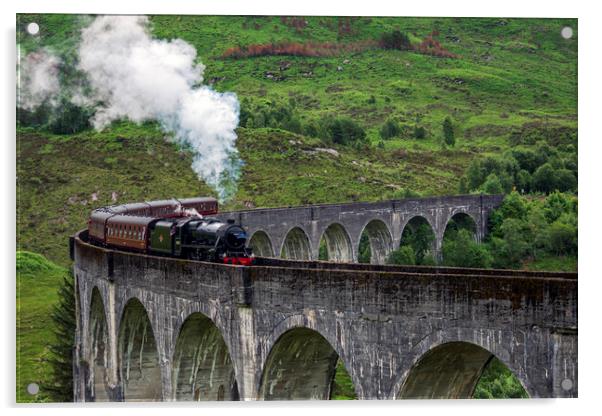Glenfinnan Viaduct And The Jacobite Express Acrylic by Rich Fotografi 