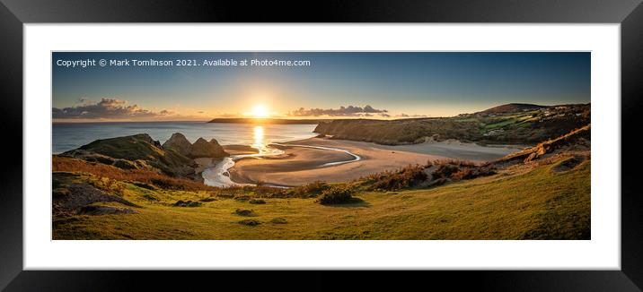 Three Cliffs Sunset Panorama Framed Mounted Print by Mark Tomlinson