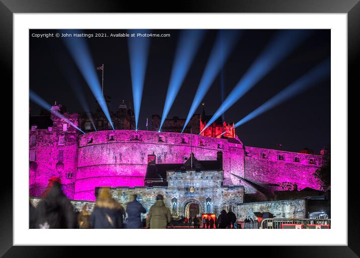 Illuminating Edinburgh Castle Framed Mounted Print by John Hastings