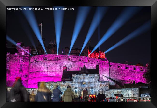 Illuminating Edinburgh Castle Framed Print by John Hastings