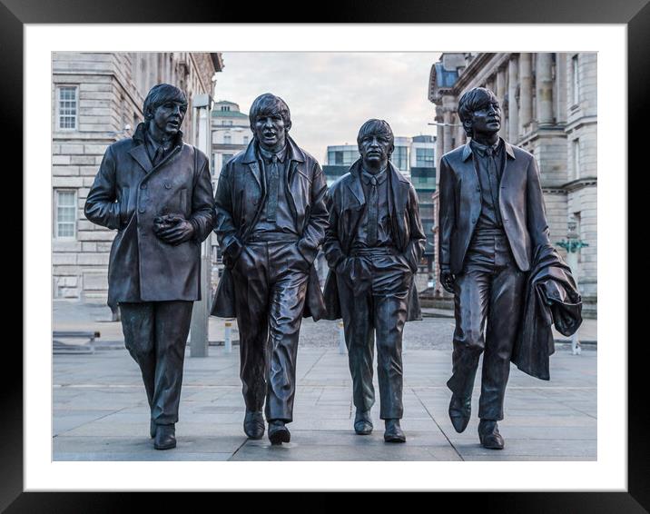 Beatles statue on the Liverpool waterfront Framed Mounted Print by Jason Wells