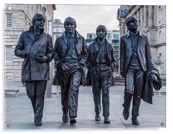 Beatles statue on the Liverpool waterfront Acrylic by Jason Wells