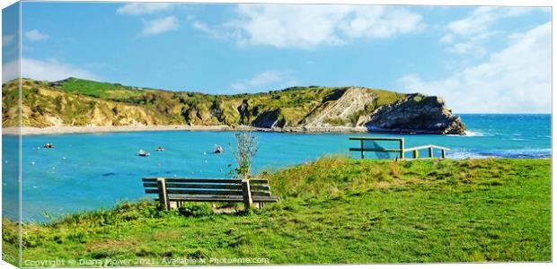 Lulworth cove Panoramic Canvas Print by Diana Mower