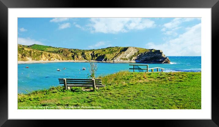 Lulworth cove Panoramic Framed Mounted Print by Diana Mower