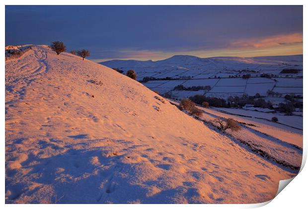Kinder Sunrise from Chinley Churn Print by MIKE HUTTON