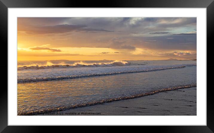 Ynyslas beach at sunset Dyfi Nature Reserve Ceredigion Framed Mounted Print by Jenny Hibbert