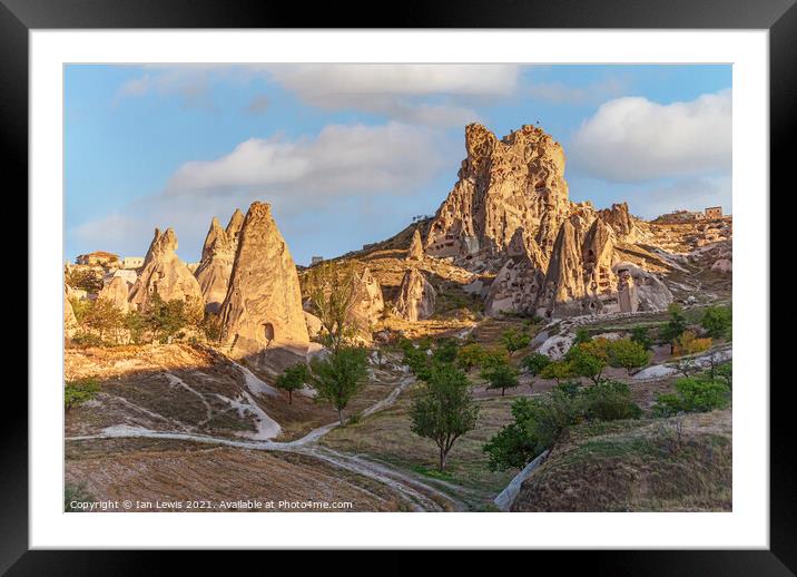 Rock Formations and Dwellings at Goreme Framed Mounted Print by Ian Lewis