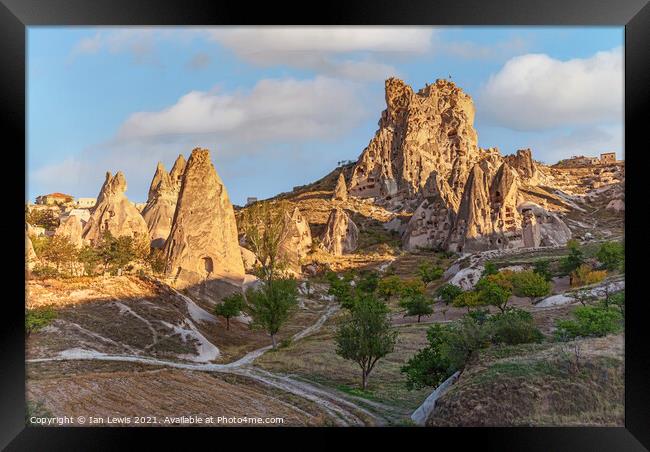 Rock Formations and Dwellings at Goreme Framed Print by Ian Lewis