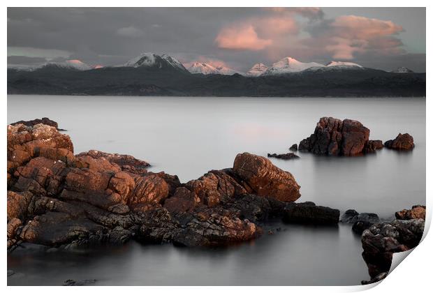 The Beinn Mountains From Gairloch Print by Steve Glover