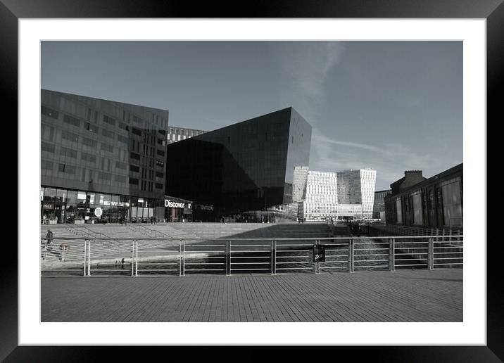 Modern glass buildings, Liverpool Framed Mounted Print by Theo Spanellis