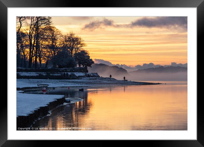 Winter Sunset, Arnside Framed Mounted Print by Liz Withey