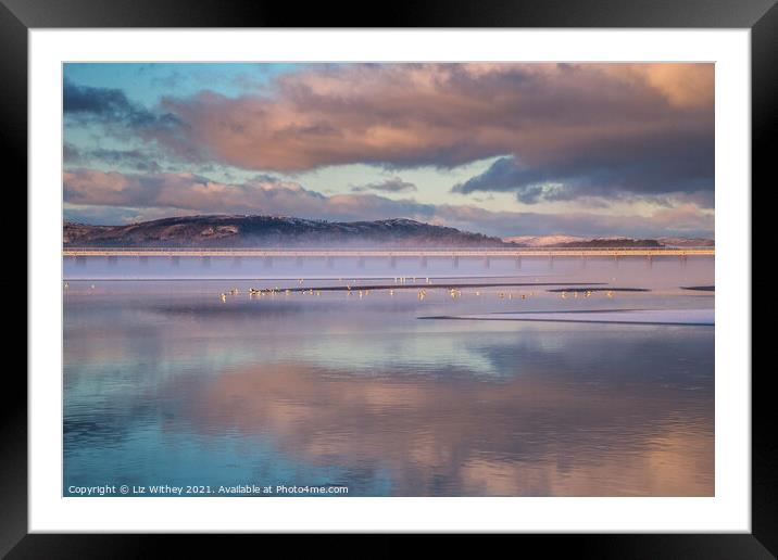 Misty Evening, Kent Viaduct, Arnside Framed Mounted Print by Liz Withey