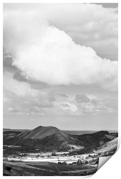 Evening light and clouds over the Carding Mill Valley Shropshire Print by Phil Crean