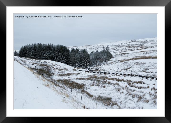 Snow at the Brecon Beacons, South Wales, UK.  Framed Mounted Print by Andrew Bartlett